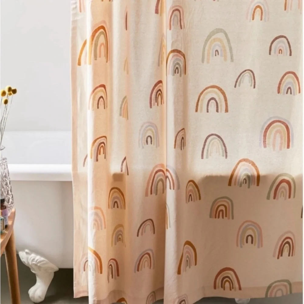 UO Rainbow Fringe Bath Mat & Curtain Set of TWO